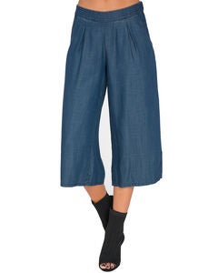 Diana Wide-Leg Cropped Indigo Tencel Denim Palazzo Pants