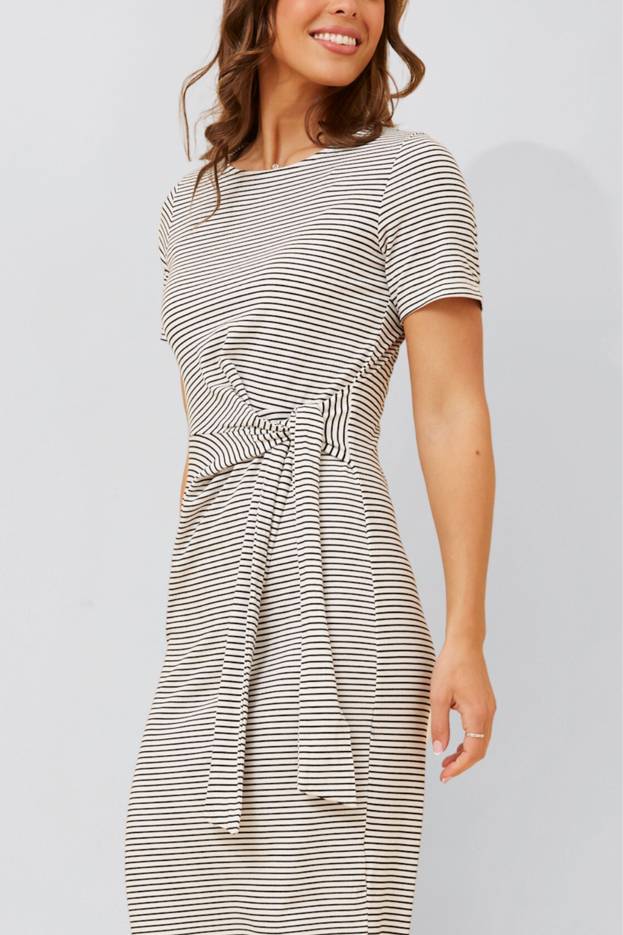 Annick - Brianna Midi Dress Striped Print, Black / Black, alternate image number 2