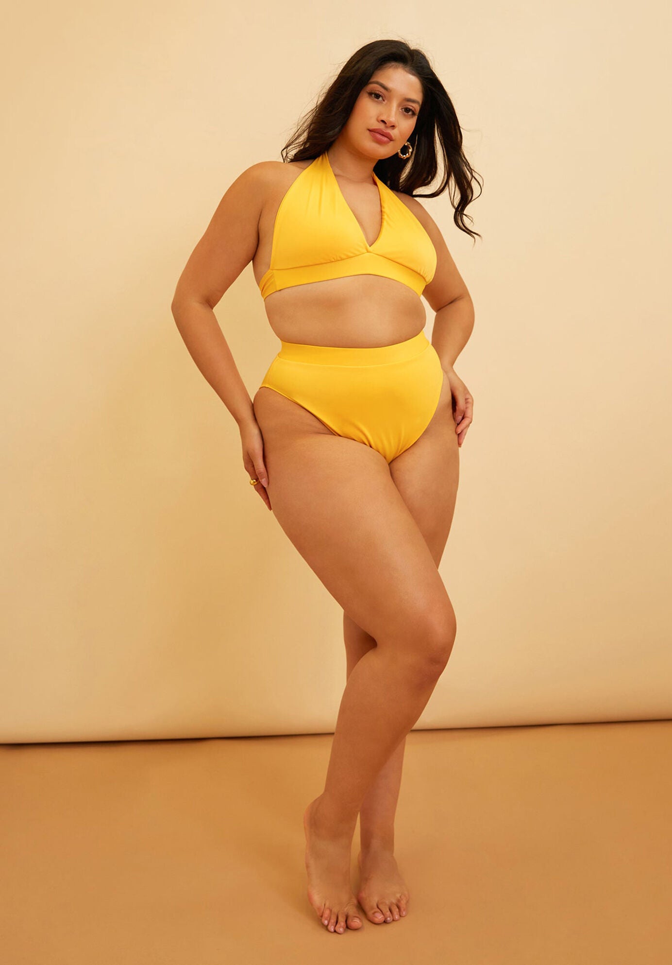Essential Full Coverage Halter Swim Top, Yellow / Yellow, hi-res image number 0
