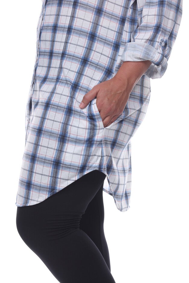 Piper Stretchy Plaid Tunic, blue white / Light Blue, alternate image number null