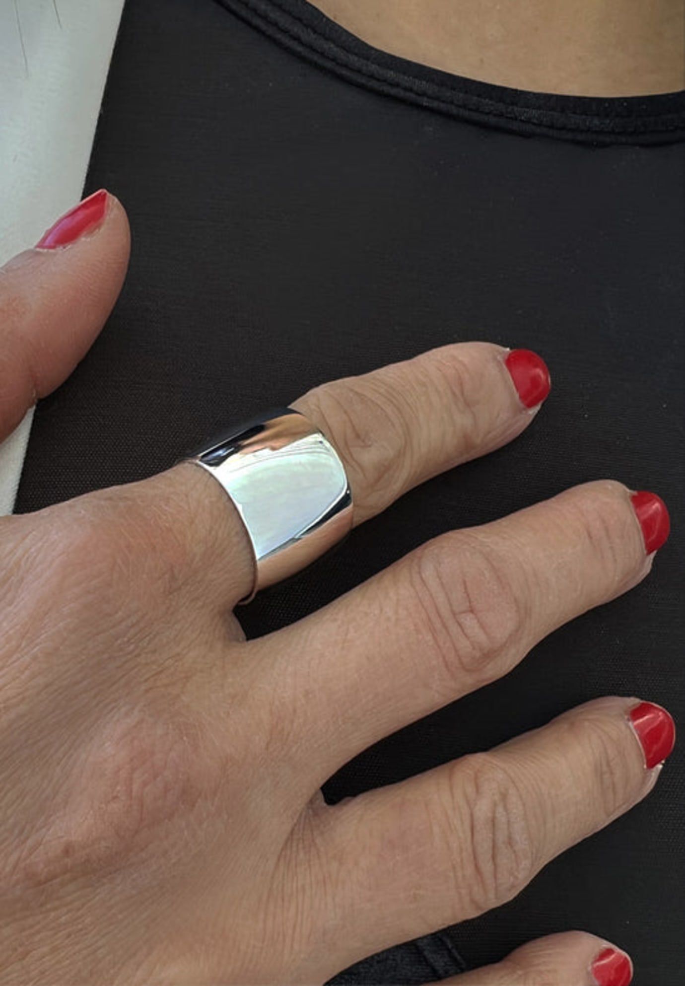 RICH Chunky Wide Cigar Band Ring, Silver / Silver, alternate image number 3