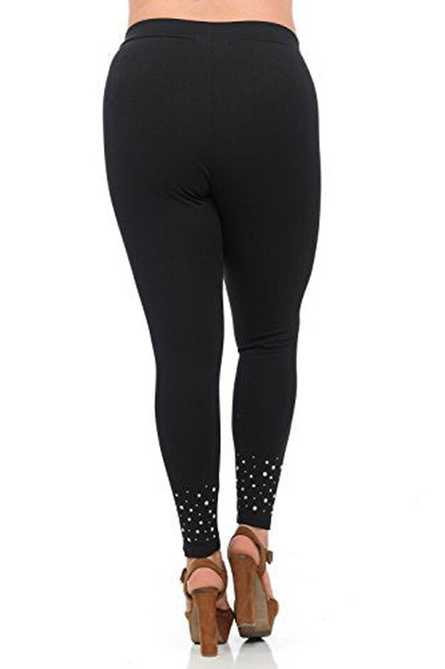 PREMIUM LEGGINGS W/ PEARLS, Black / Black, alternate image number 2