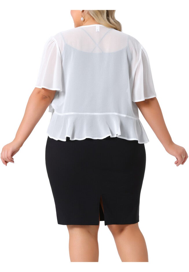 Summer Open Front Cropped Sheer Shrug, White / White, alternate image number 3