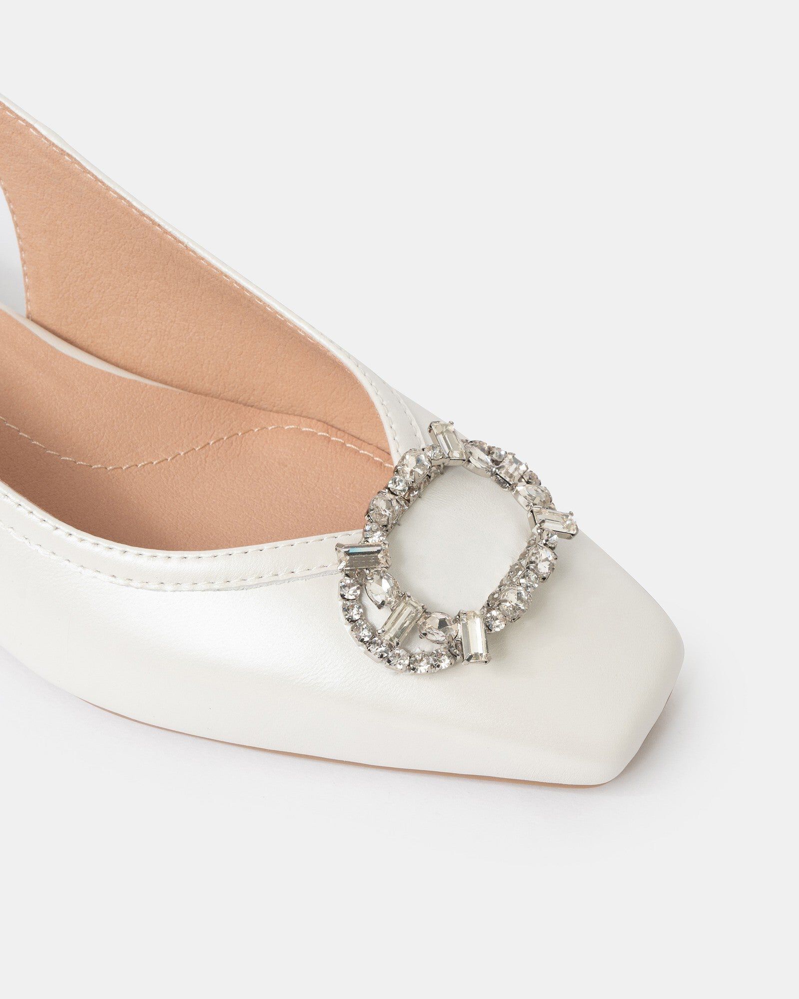 Irina Buckle Heels, Pearl White / White, alternate image number 2