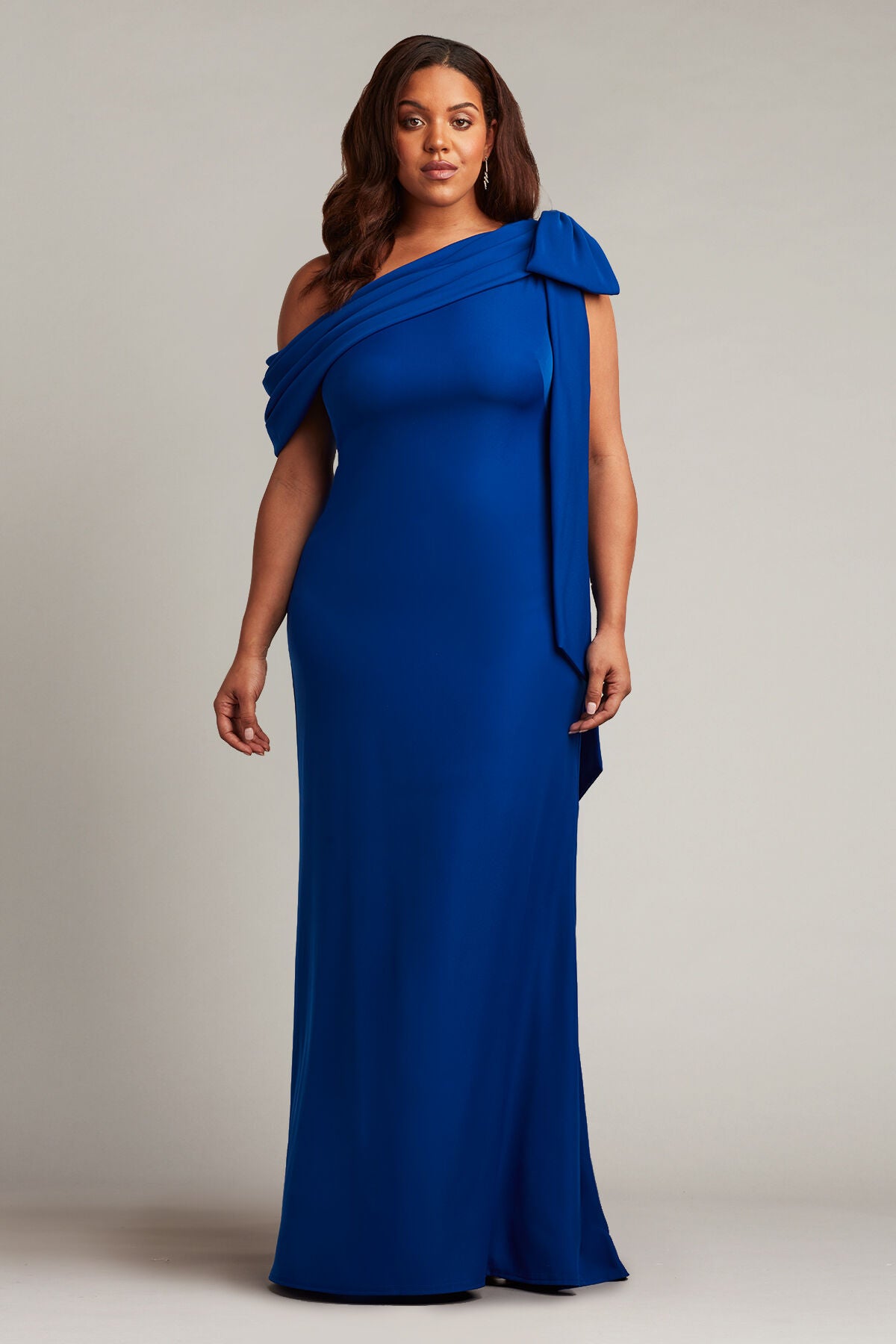 Cassia Bow-Shoulder Crepe Gown - PLUS SIZE, ROYAL BLUE / see-description, alternate image number 2