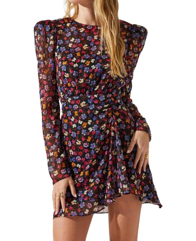 CINDY DRESS IN BLUE RED DITSY, Blue Red Ditsy / Light Blue, alternate image number null