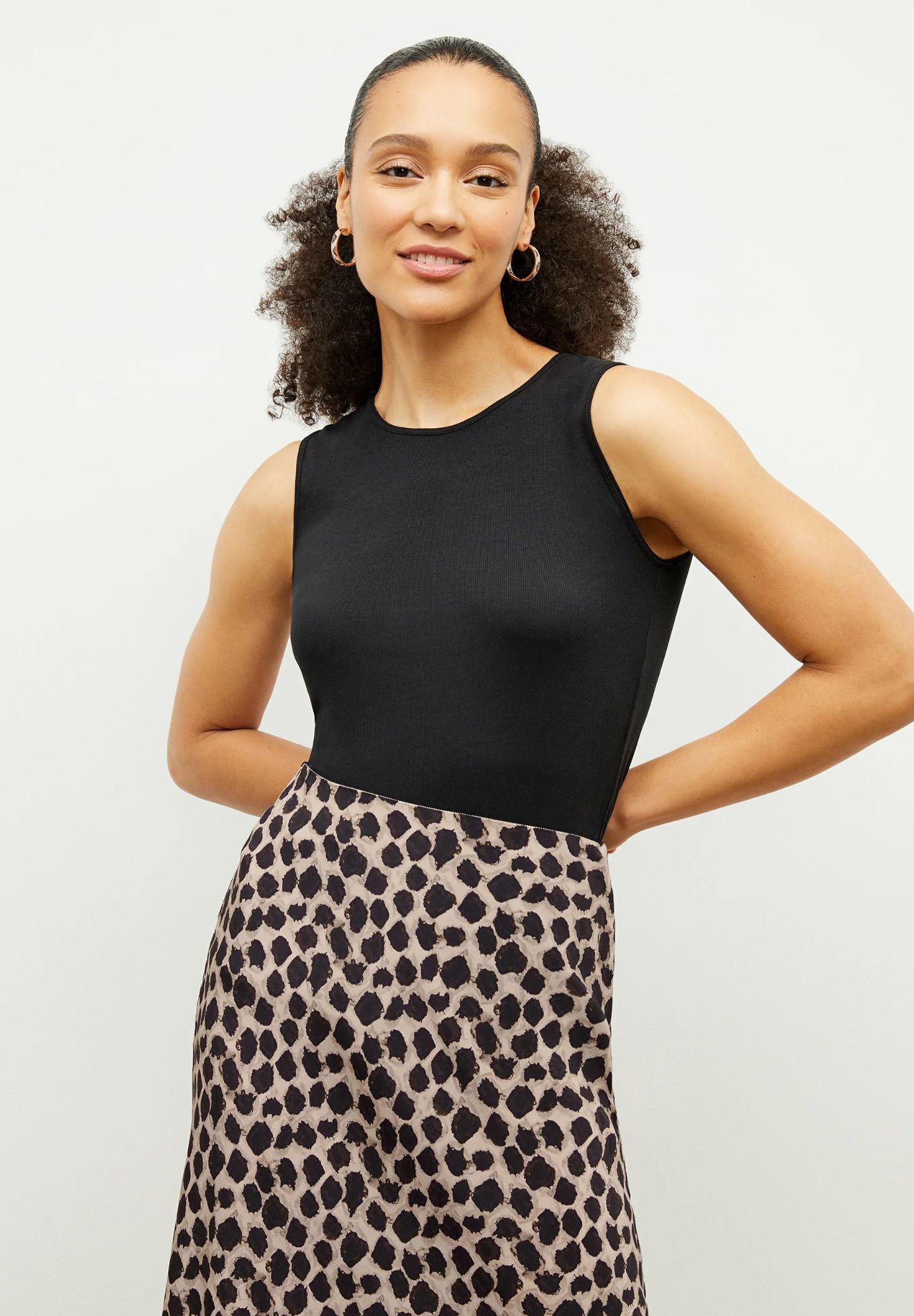 Paige Tank - Ribbed Pima Cotton, Black / Black, hi-res image number 0