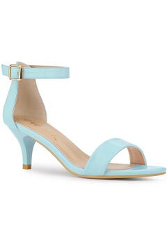 Open Toe Kitten Heeled Ankle Strap Sandals