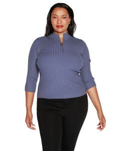 RIBBED QUARTER-ZIP SWEATER
