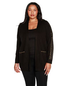 EMBELLISHED OPEN-FRONT CARDIGAN