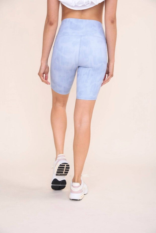 Faded Leopard Print High-Waist Bike Short In Blue, , alternate image number null