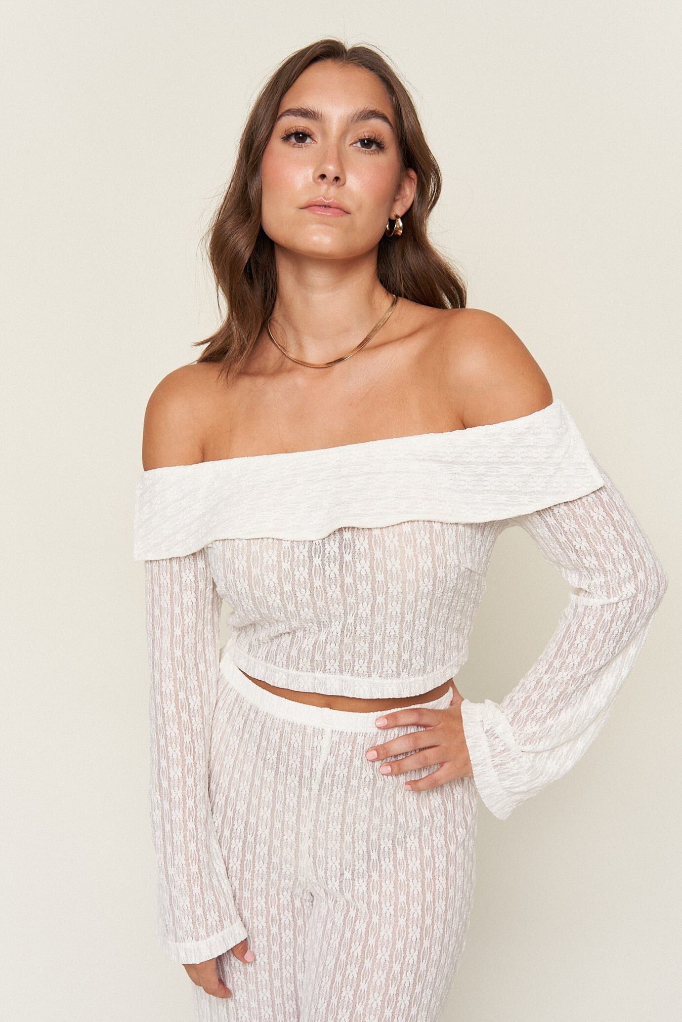 Jackie Lace Top, White / White, alternate image number 1