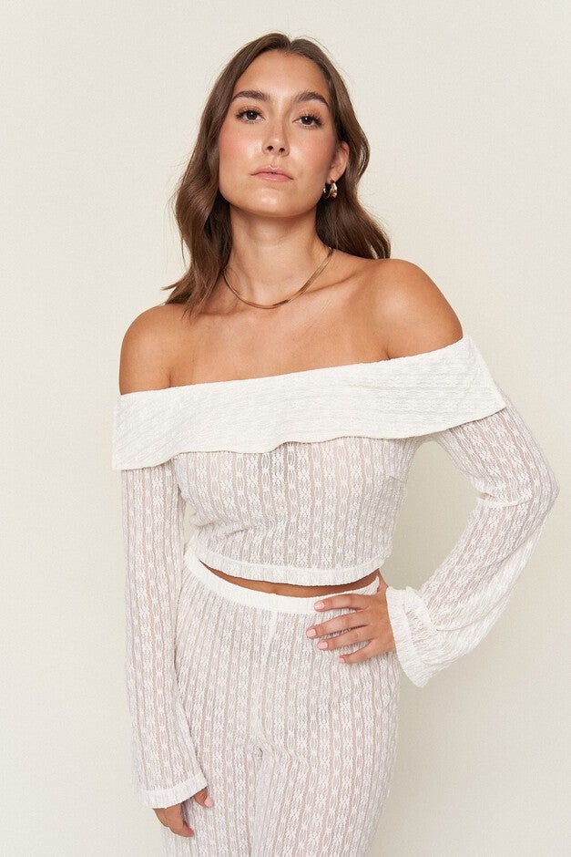 Jackie Lace Top, White / White, alternate image number 1