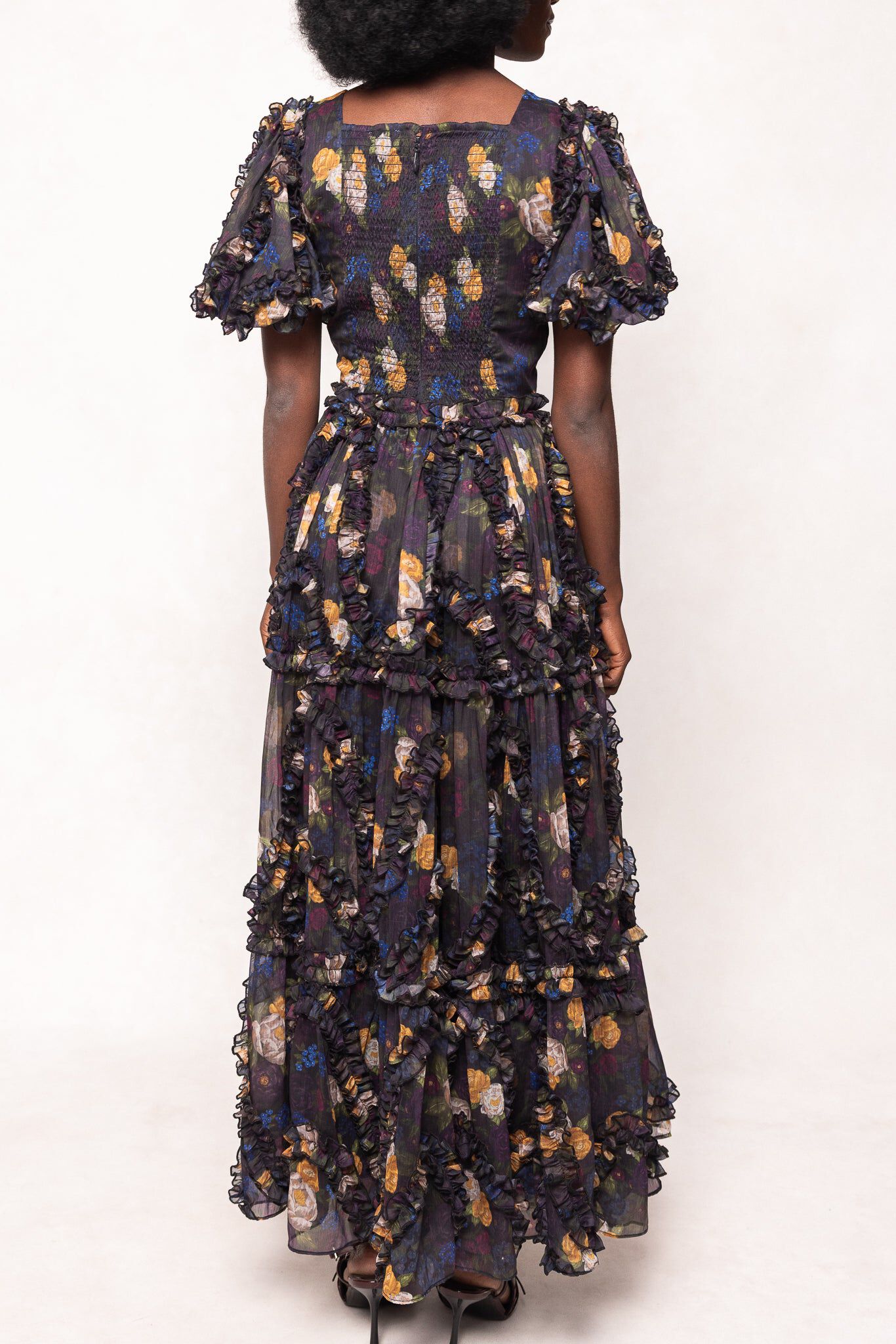 Layla Dress, Winter Floral / Black, alternate image number 6