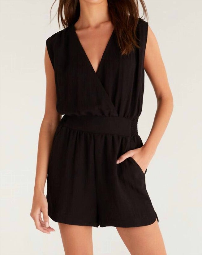 SUN TANNED ROMPER IN BLACK, Black / Black, alternate image number null
