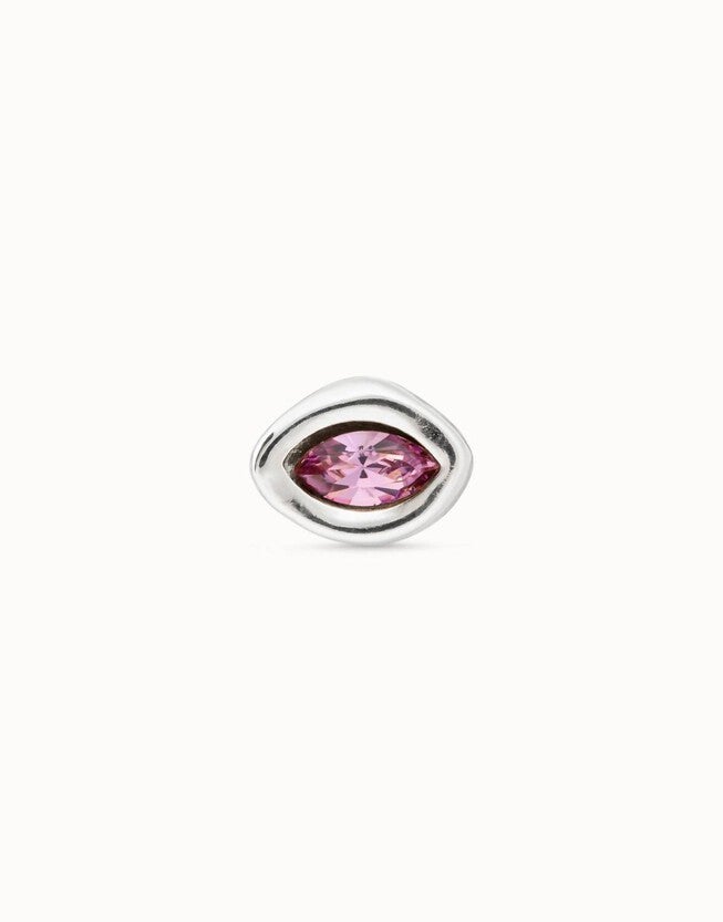 PIERCING STUD WITH FACETED CRYSTAL EARRINGS IN ROSE, Rose / Silver, hi-res image number 0