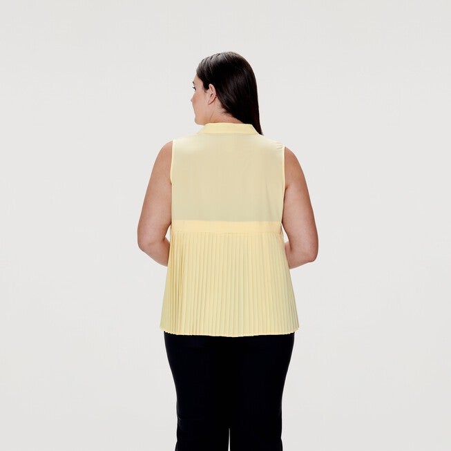 Gabby Sleeveless Pleated Back Top, Yellow / Yellow, alternate image number null