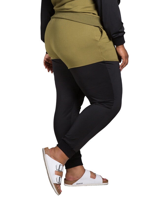 Billie Women's Plus Size Contrast Blocked Jogger, Light Oiive / Olive Green, alternate image number 1