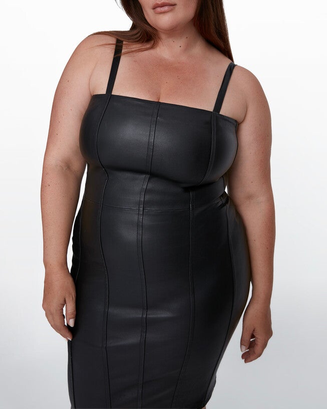 Revenge Stretch Leather Dress | Dia & Co Revenge Stretch Leather Dress | Dia & Co