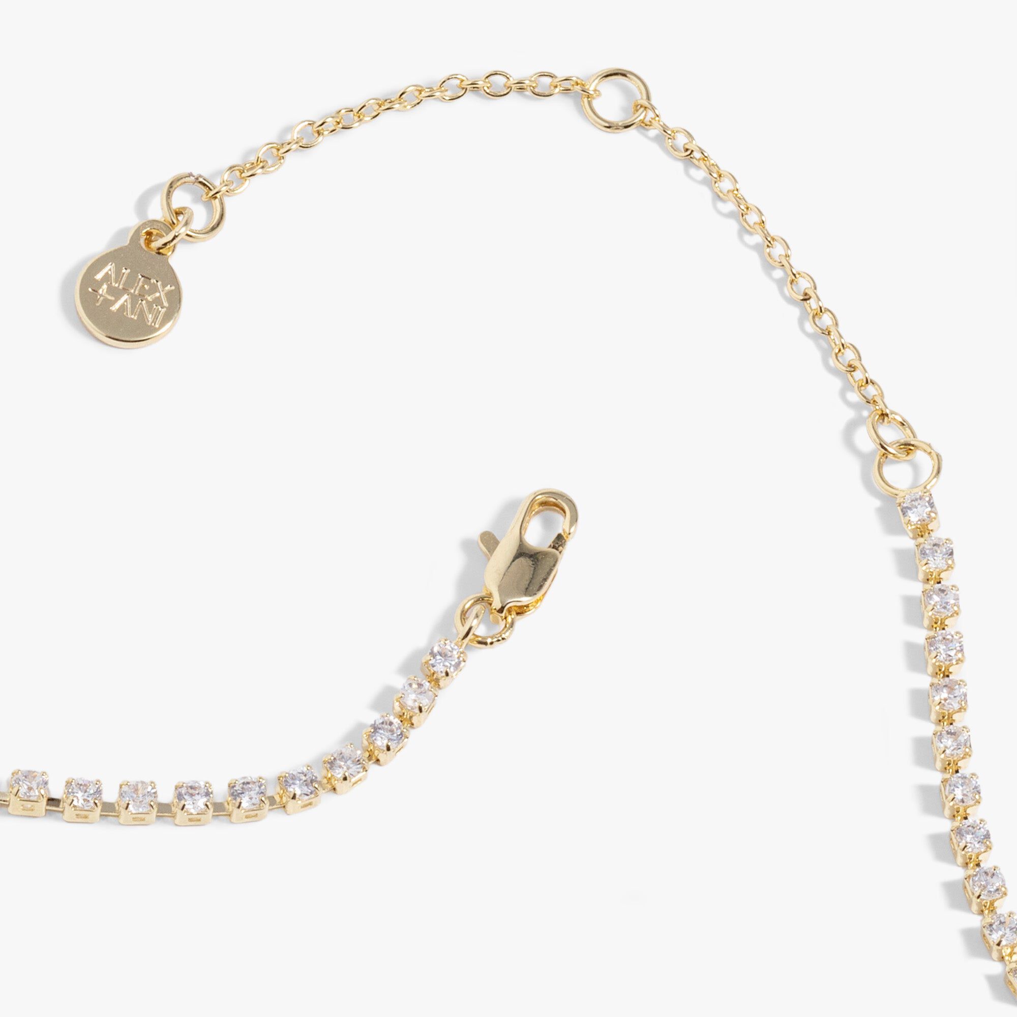 &quot;Love&quot; Crystal Tennis Necklace, Gold / Gold, alternate image number 2