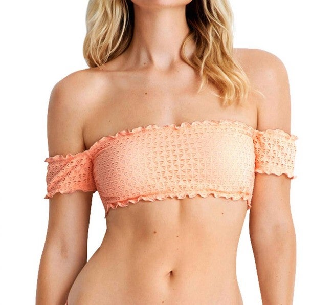 OFF THE SHOULDER BIKINI TOP, Sea Peach / Pink, hi-res image number 0