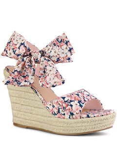 Platform Floral Printed Slingback Espadrille Wedge Sandals