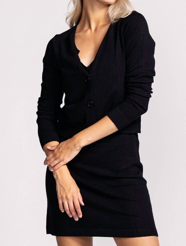 NORAH DRESS & CARDIGAN SET IN BLACK, , alternate image number null