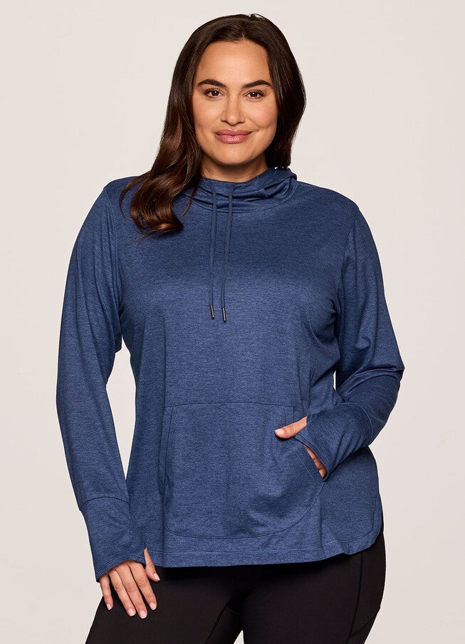 Studio Breathe Super Soft Hoodie Tunic, Blue / Light Blue, hi-res image number null