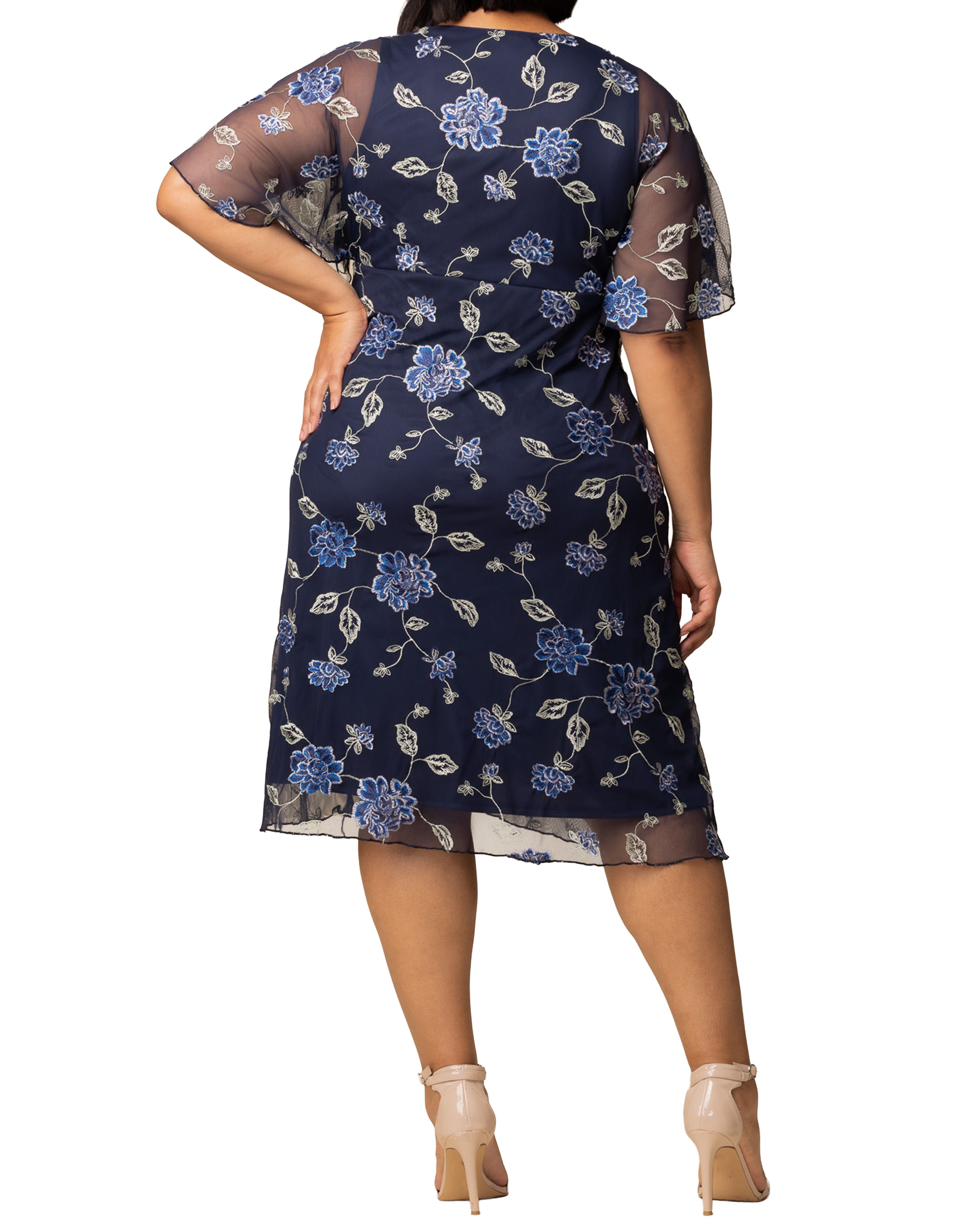 Sonnet Embroidered Cocktail Dress, NAVY BLUE BLOOMS / Navy, alternate image number 1