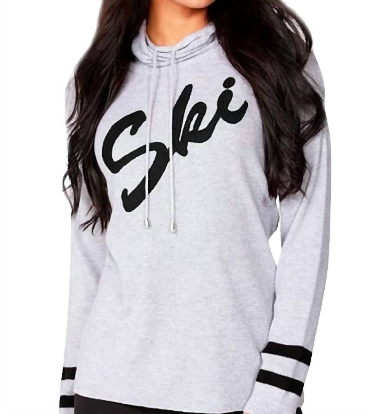 SKI DRAWSTRING SWEATER IN GRAY/BLACK, GrayBlack / Black, hi-res image number 0