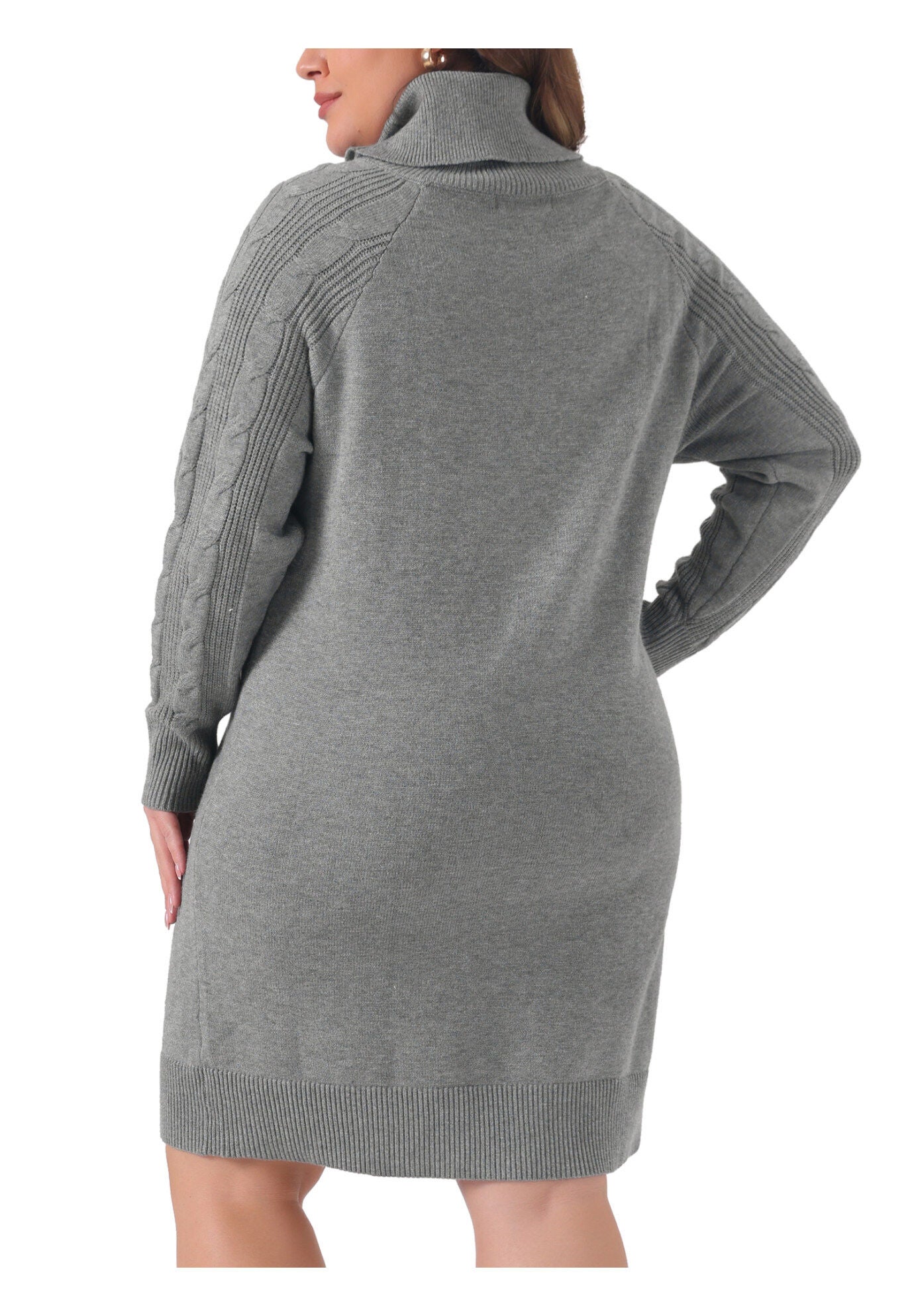 Turtleneck Pullover Long Sweater Dress, Gray / Warm Grey, alternate image number 3