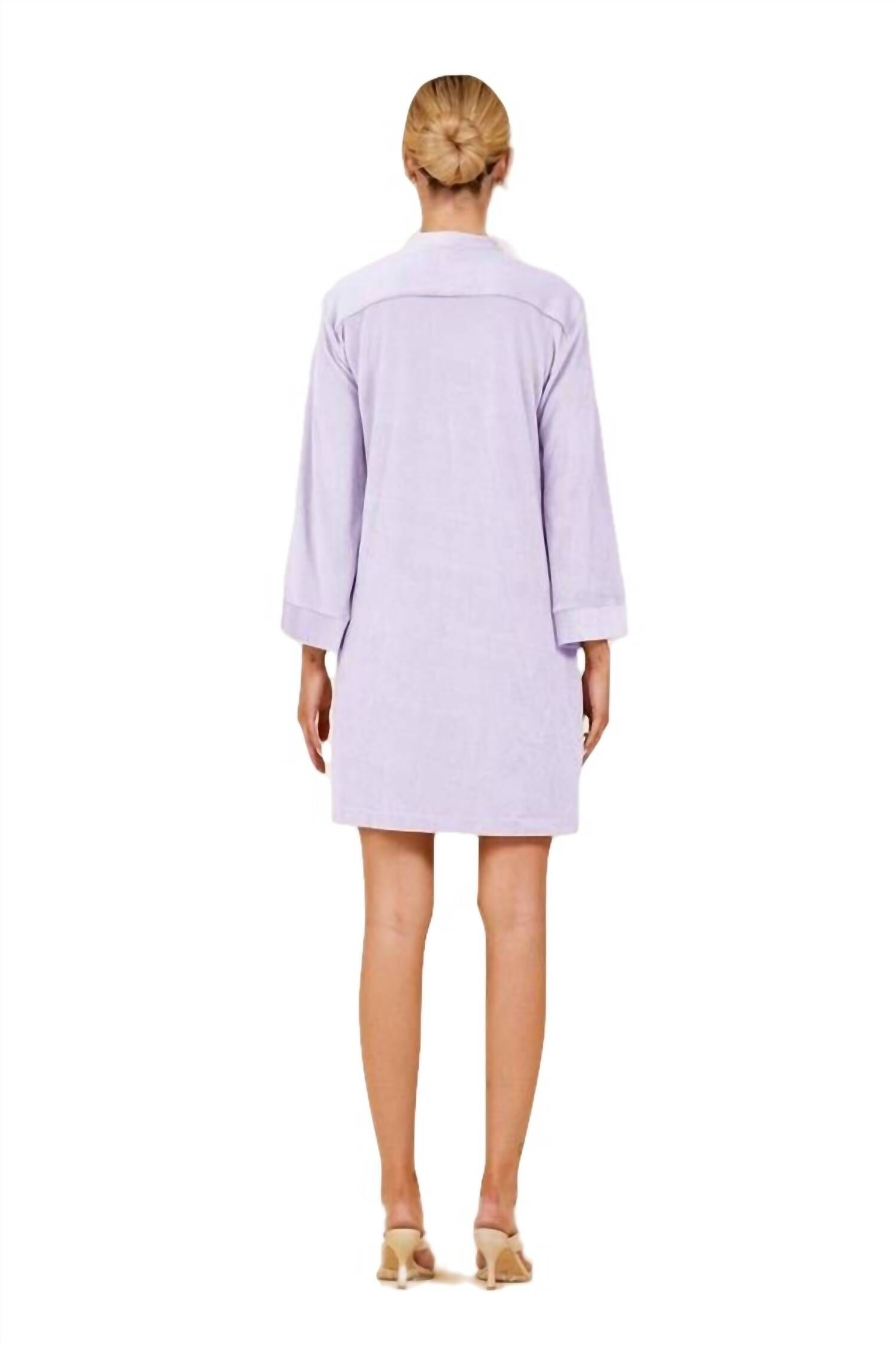 LAGUNA VELOUR SHIRT DRESS IN LIGHT LILAC, , alternate image number 5