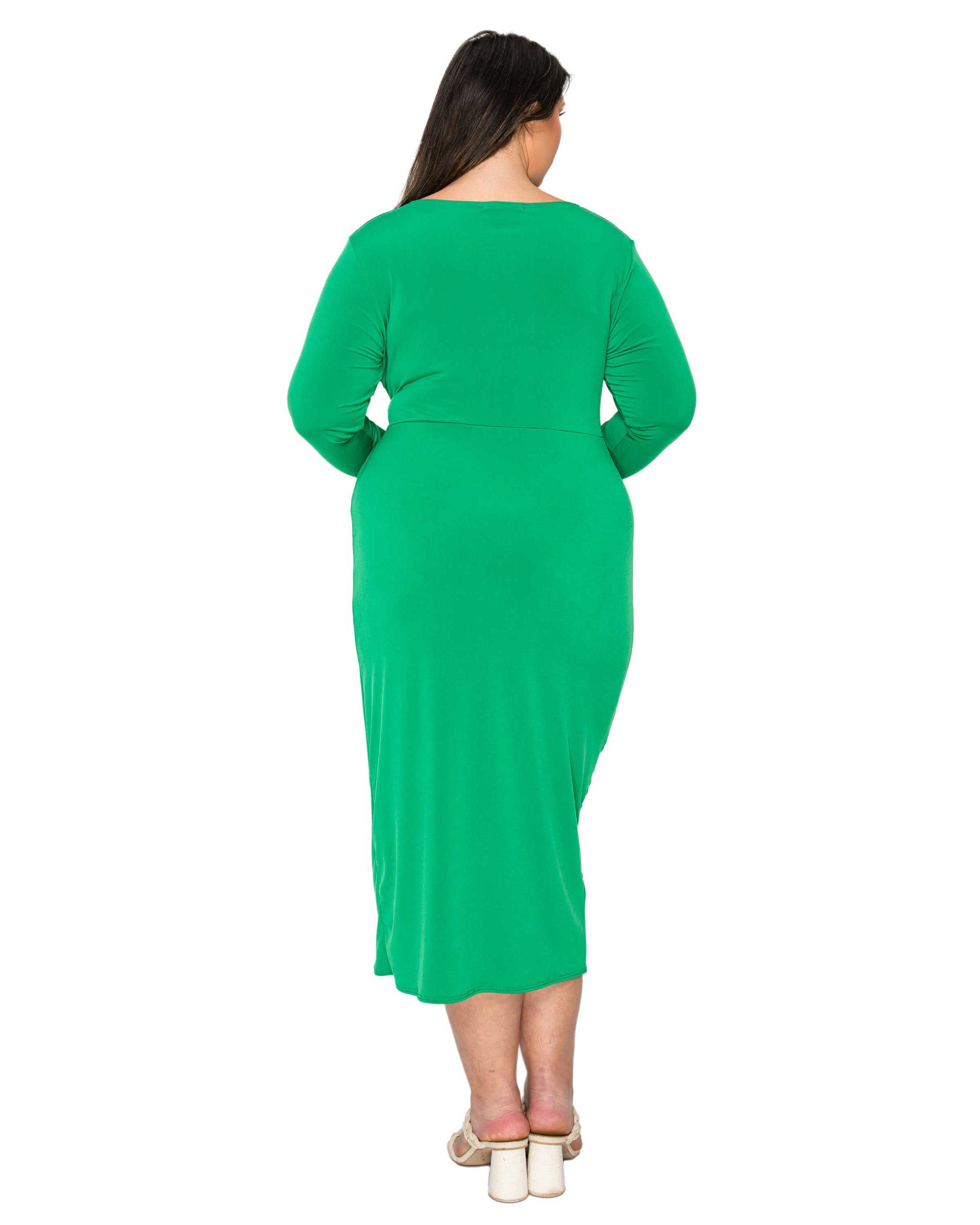 Estelle Ruched Bodycon Midi Dress, Kelly Green / Kelly Green, alternate image number 2