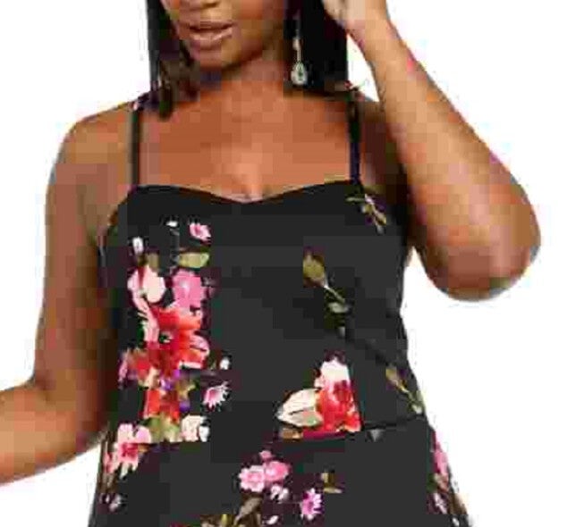 Sequin Hearts Women's Trendy Plus Size Floral Fit & Flare Dress Red Size 14, , alternate image number null