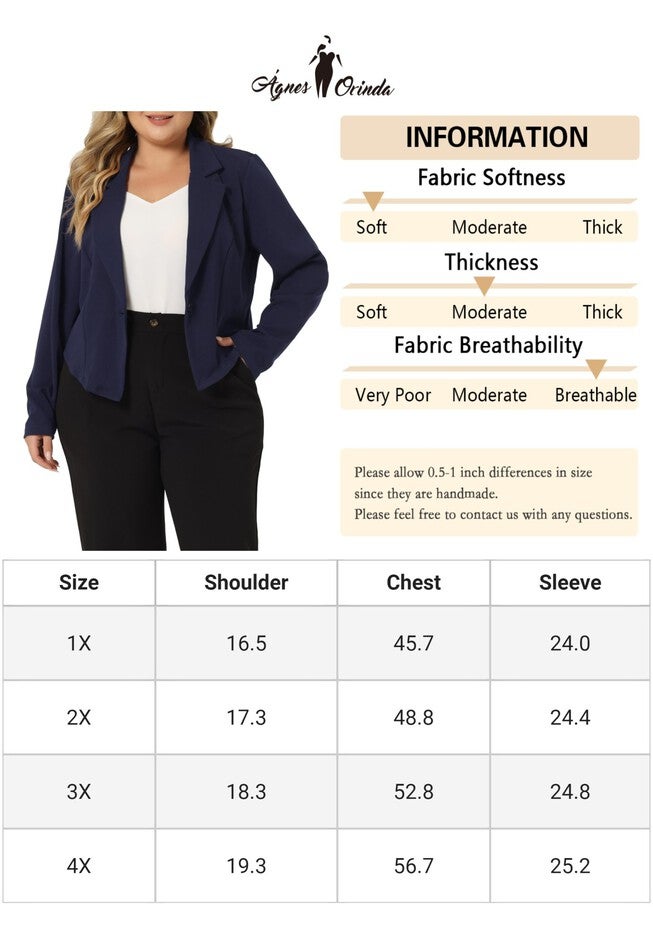 BUTTON CROP SUIT BLAZER JACKET, Navy Blue / Navy, alternate image number null