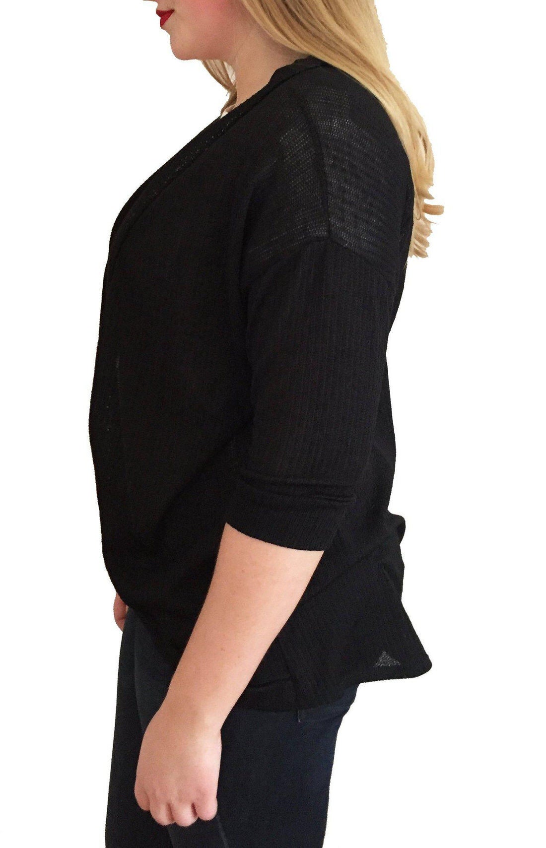 Faith Dolman Sleeve Cardigan, Black / Black, alternate image number 1