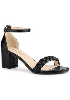 Chunky Heels Ankle Strap Braided Heel Sandals