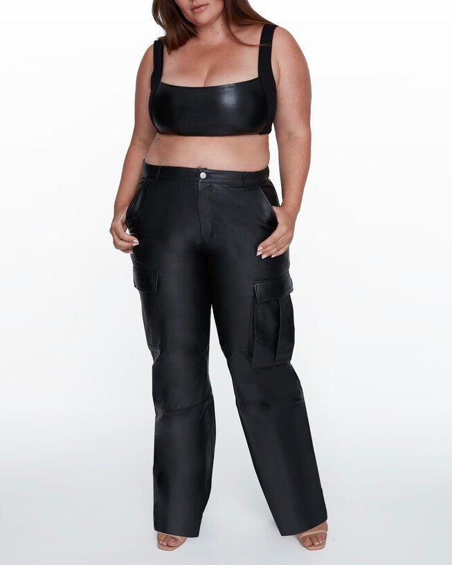 Hailey Recycled Leather Bralette, Black / Black, alternate image number null