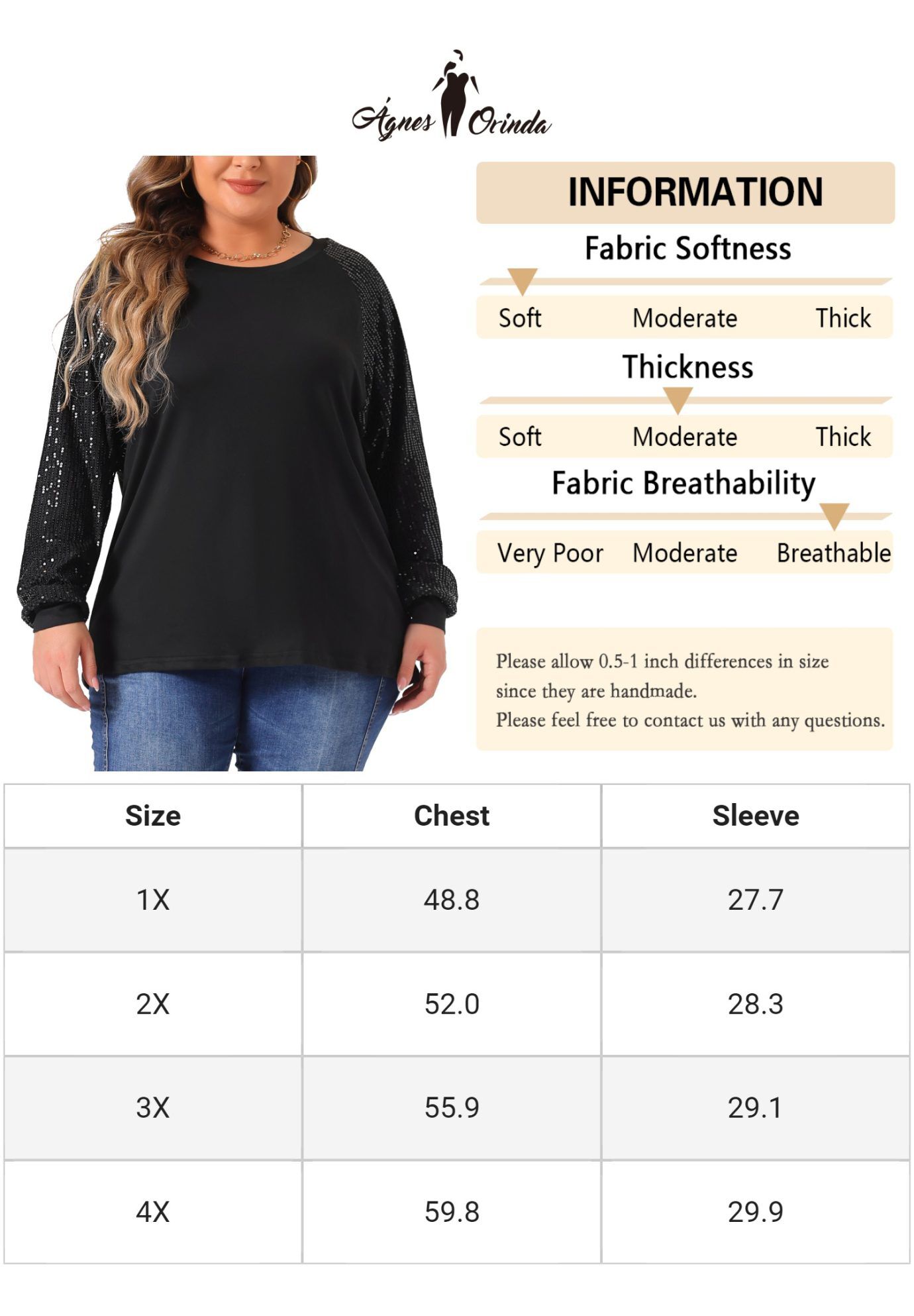 Long Sleeve Shimmer Glitter Sparkle Sequin Top, Black / Black, alternate image number 4