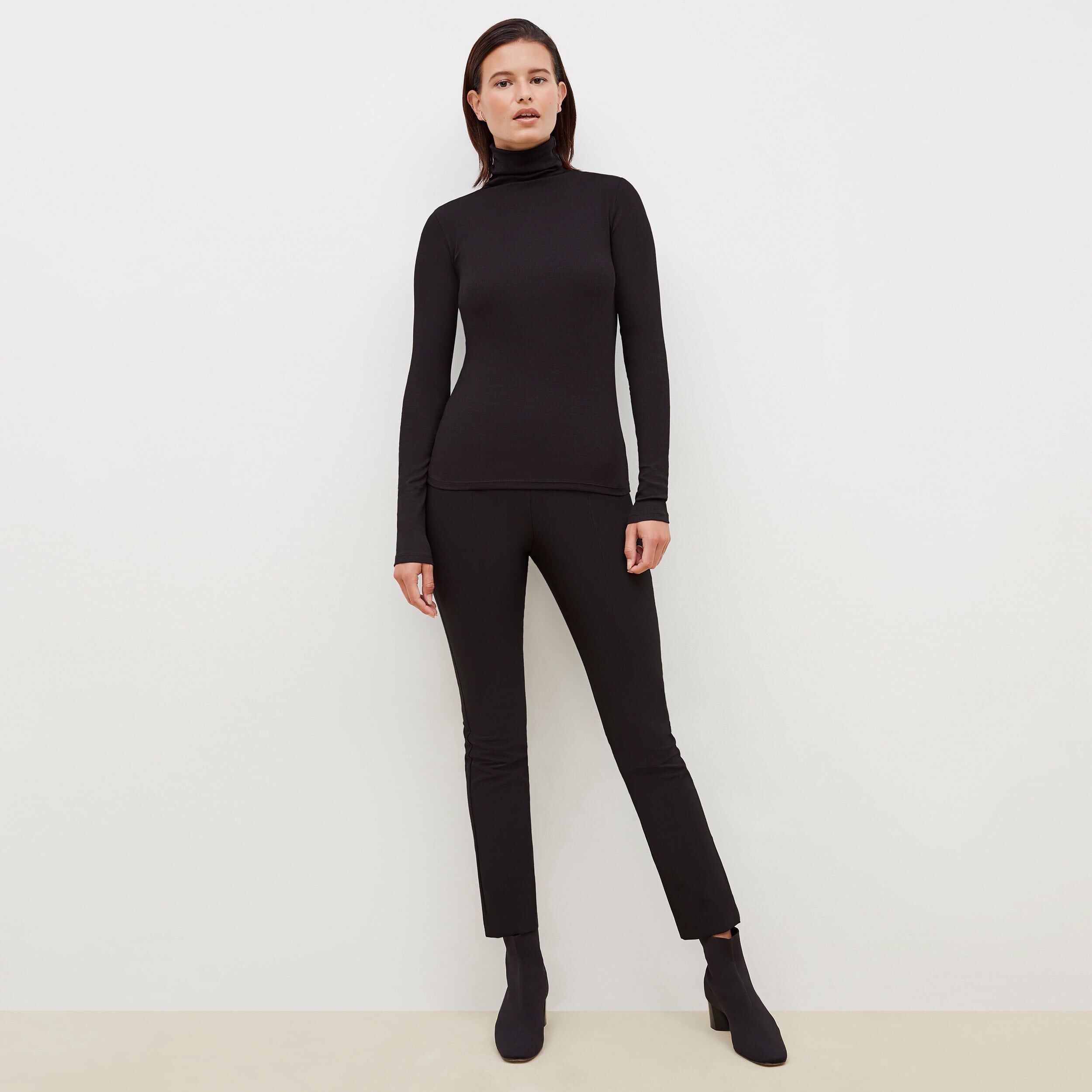 Axam Layering Turtleneck - Ribbed Pima Cotton, Black / Black, alternate image number 6