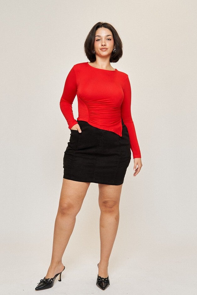 Chloe Asymmetrical Split Top, Cherry / Red, hi-res image number 0