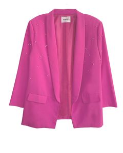 Crystal Oversized Classic Blazer in Pop Pink