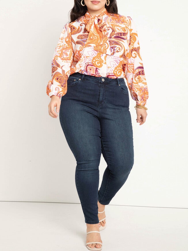 Reina Tie Neck Blouse, Day Tripper / White, alternate image number null