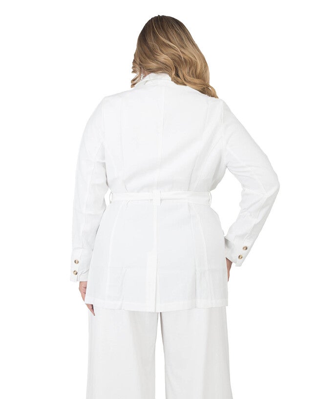 Plus Size Midge Wrap Blazer, Off White / White, alternate image number null