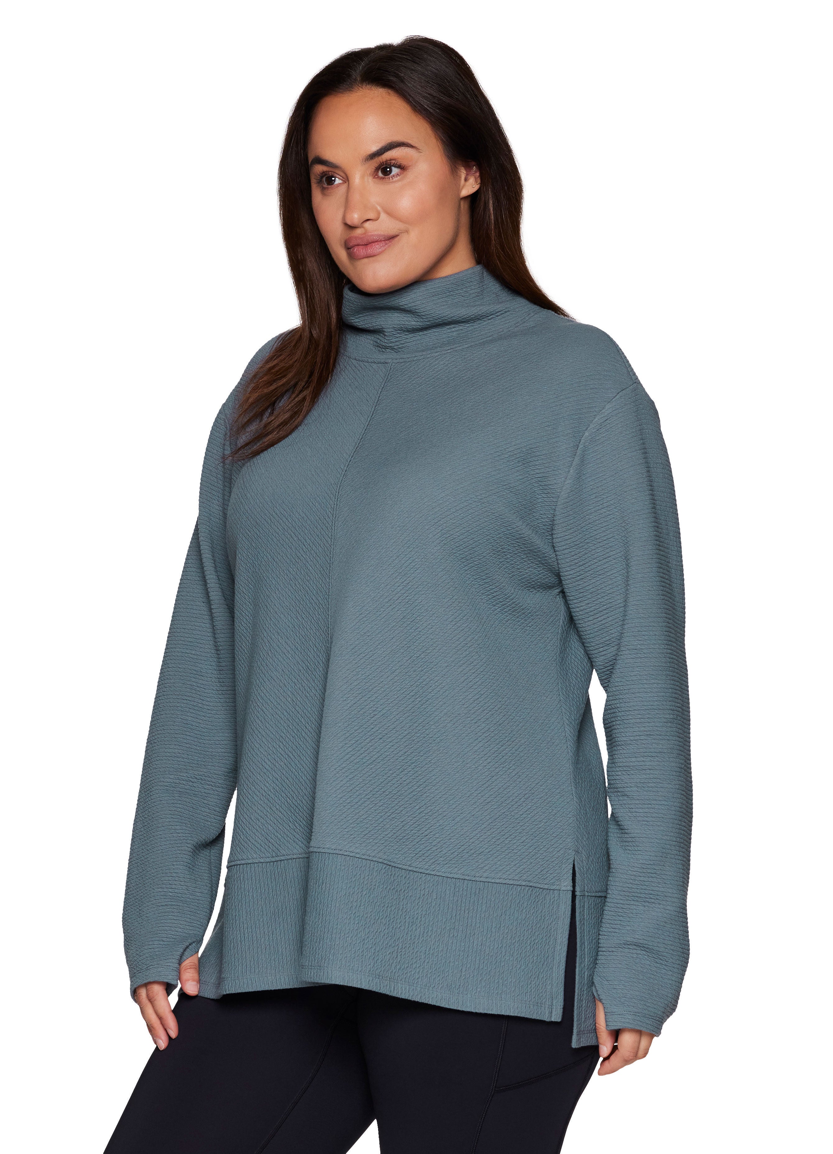 Studio Jacquard Mock Neck Pullover, BlueGreen / Light Green, alternate image number 3