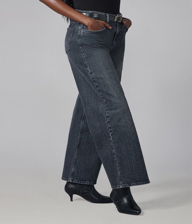 COLETTE-GG High Rise Wide Leg Jeans, Grit Gray / Charcoal Grey, alternate image number 1