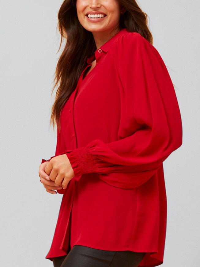 Cindy Shirt Long Puffy Fitted Sleeves Solid, , alternate image number 7