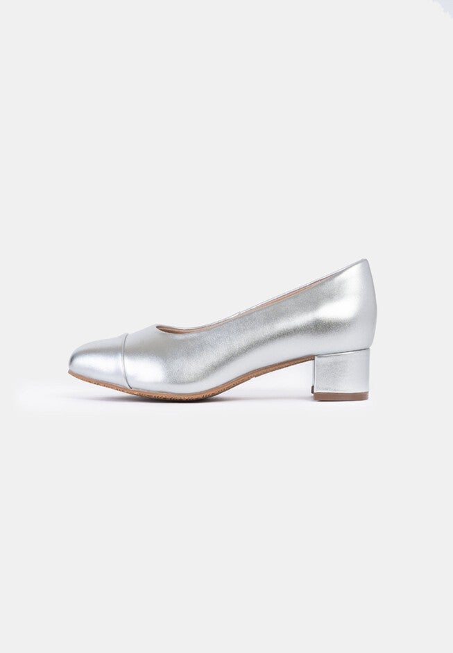 Gabby Toe Cap Ballet Pump, Metallic Silver / Silver, alternate image number 1