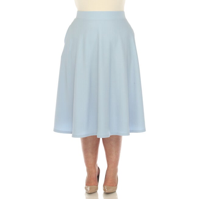 Flared Midi Skirt with Pockets, Baby Blue / Light Blue, hi-res image number null