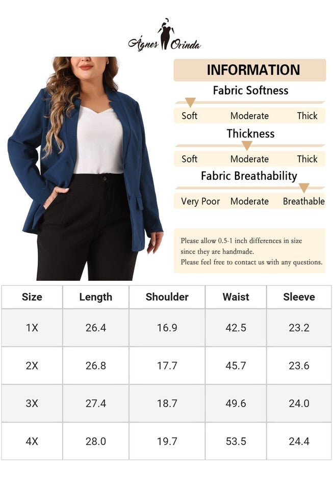 BUTTON LONG SLEEVE BUSINESS SUIT BLAZER, Navy Blue / Navy, alternate image number 3